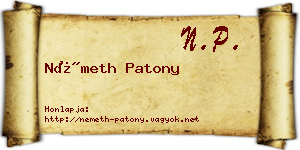 Németh Patony névjegykártya